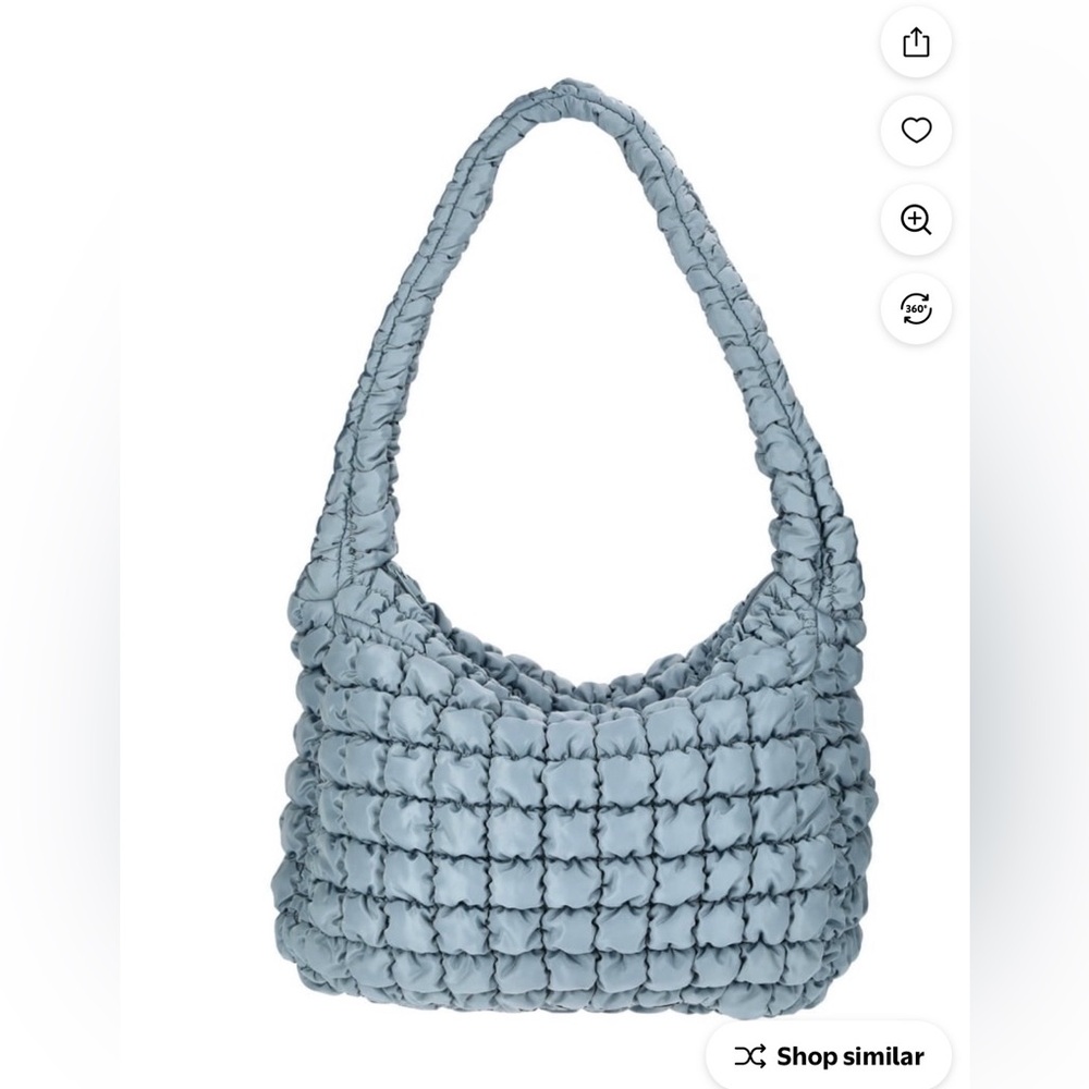 No Boundaries Light Blue Quilted oversized Shoulder Hobo Bag